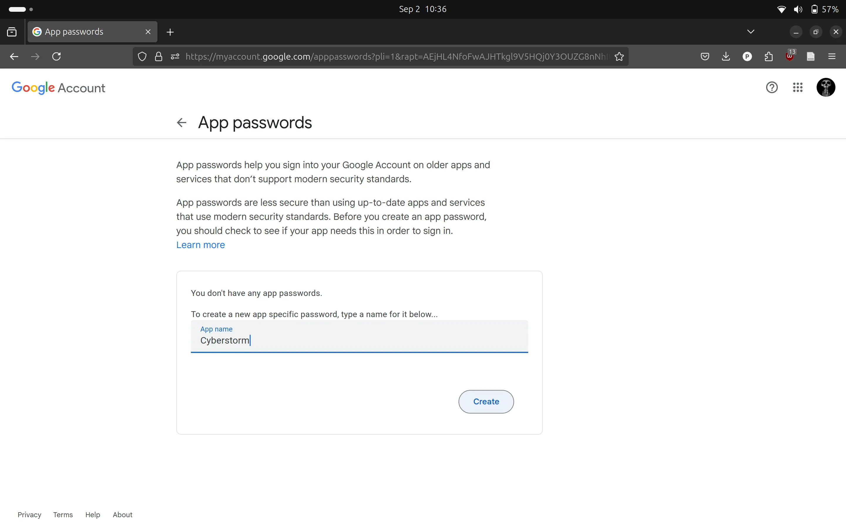 Create App Password
